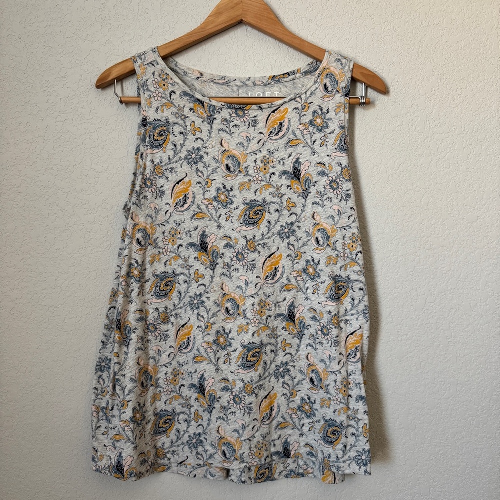 LOFT Paisley Tank Top - Gray and Yellow